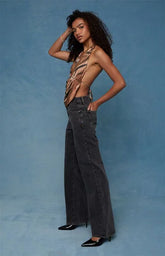 Pacsun Madison High Waisted Girlfriend Jeans Washed Black