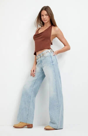 Pacsun Casey Low Rise Baggy Jeans Light Blue Washed