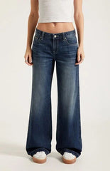 Pacsun Casey Low Rise Baggy Jeans Contrast Stitch Dark Blue