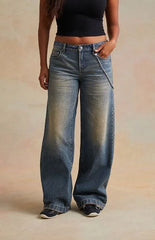 RARE DNM EDIT Medium Blue Ball Chain Low Rise Baggy Jeans