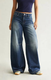 Pacsun Remi Baggy Barrel Jeans Knee Dart Dark Blue