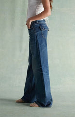 RARE DNM EDIT Light Blue Rhinestone Button Pocket Low Rise Baggy Jeans