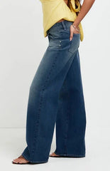 Pacsun Casey Low Rise Baggy Jeans Stacked Scoop Pocket Dark Blue