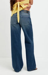 Pacsun Casey Low Rise Baggy Jeans Stacked Scoop Pocket Dark Blue