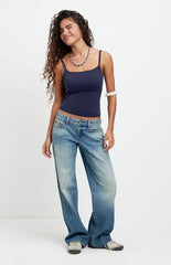 Pacsun Zoe Low Rise Girlfriend Jeans Tinted Medium Blue