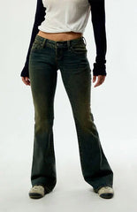 Pacsun Alana Ultimate Low Rise Flare Jeans Stretch Dark Blue