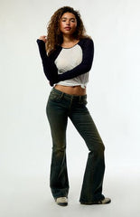 Pacsun Alana Ultimate Low Rise Flare Jeans Stretch Dark Blue