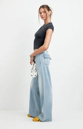 Pacsun Casey Low Rise Baggy Jeans Snap-Button Back Pocket Light Blue