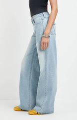 Pacsun Casey Low Rise Baggy Jeans Snap-Button Back Pocket Light Blue