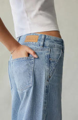 Pacsun Casey Low Rise Baggy Jeans Double Button Light Blue