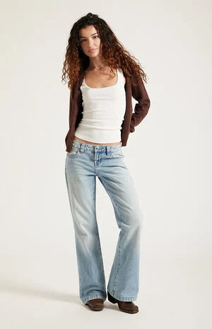 Pacsun Charlie Low Rise Baggy Bootcut Jeans Light Blue