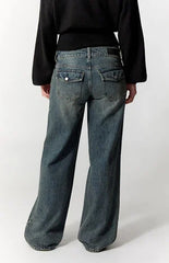 Pacsun Zoe Low Rise Girlfriend Jeans Dark Blue