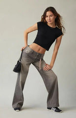 Pacsun Casey Low Rise Baggy Jeans Bungee Cord Keychain Gray