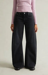 Pacsun Remi Baggy Barrel Jeans Knee Dart Black
