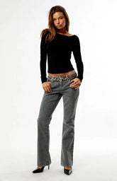 Pacsun Jade Low Rise Bootcut Jeans Button Pocket Gray