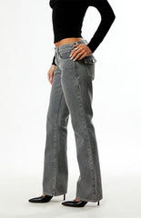 Pacsun Jade Low Rise Bootcut Jeans Button Pocket Gray