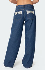 Edikted Lacey Pocket Low Rise Jeans