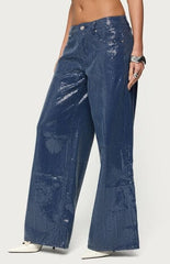 Edikted Mirella Sequin Low Rise Baggy Jeans