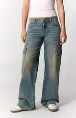 Pacsun Casey Low Rise Baggy Jeans Tinted Cargo Medium Blue