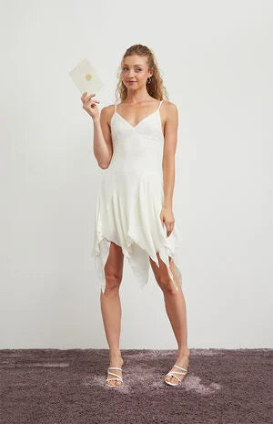 Beverly and Beck Lace Bustier Ruffle Hem Mini Dress