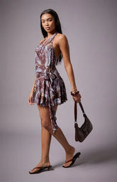 Third Charm Nikki Printed Wrap Mini Dress