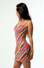 Beverly and Beck Piper Backless Striped Mini Dress