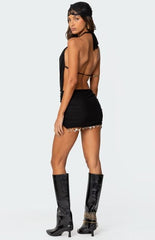 Edikted Shellie Fringe Backless Mini Dress