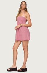 Edikted Rina Gingham Halter Mini Dress