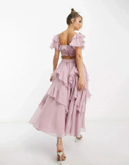 Adrienne Ruffle Midi Dress