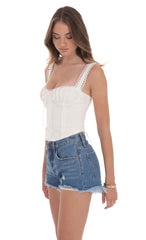 Distressed High Waisted Denim Shorts in Blue