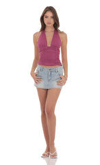 Ruched Halter Top in Magenta