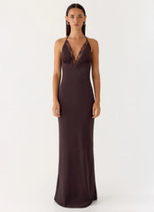 Indya Halter Maxi Dress Chocolate
