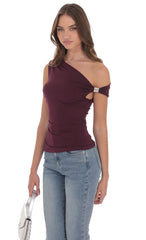 Embellished Off Shoulder Top in Purple