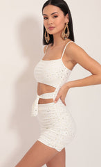 Twinkling Cutout Dress in Ivory Gold