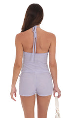 Crochet Rosette Halter Top in Lavender