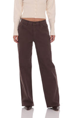Mid Rise Baggy Jeans in Chocolate Brown