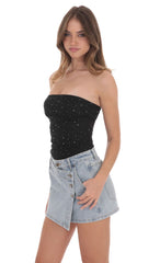 Overlap Button Denim Skirt in Light Blue