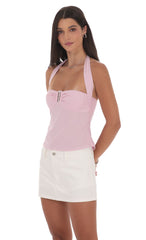 Halter Pinstripe Top In Pink