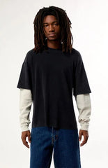 Pacsun Black Waffle Knit 2Fer Layered Long Sleeve T-Shirt