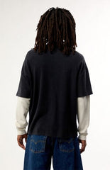 Pacsun Black Waffle Knit 2Fer Layered Long Sleeve T-Shirt