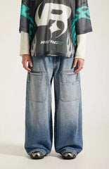 Pacsun Ryder Ultra Baggy Jeans Zippered Medium Blue