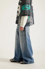 Pacsun Ryder Ultra Baggy Jeans Zippered Medium Blue