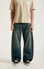 Pacsun Mason Baggy Barrel Jeans Dart Dark Blue Tint