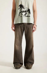 Pacsun Jordan Baggy Bootcut Jeans Washed Brown