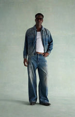 RARE DNM EDIT Tinted Medium Blue Studded Extreme Baggy Jeans