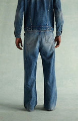 RARE DNM EDIT Tinted Medium Blue Studded Extreme Baggy Jeans