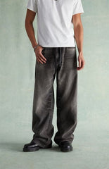 RARE DNM EDIT Tinted Black Washed Drawstring Extreme Baggy Jeans