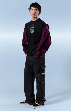 Pacsun Dylan Baggy Jeans Cargo Carpenter Faded Black