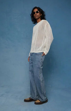 Pacsun Dylan Baggy Jeans Studded Medium Blue