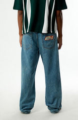 Pacsun Dylan Baggy Jeans Embroidered Patch Medium Blue